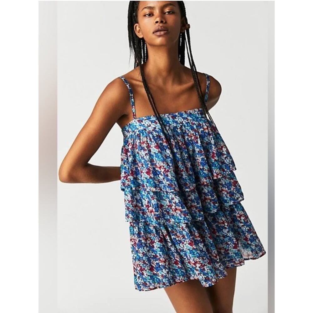 Free People One Talia Tunic in Blue Combo Size XS